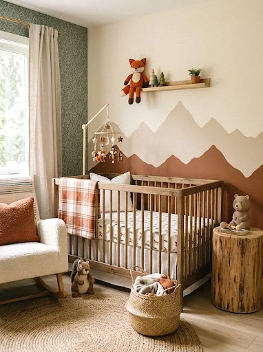 boho woodland nursery with forest friends