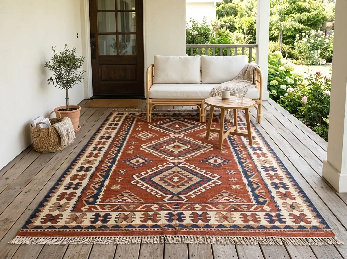 bold kilim or moroccan-style rugs