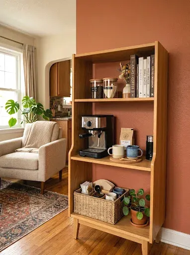 bookshelf coffee nook