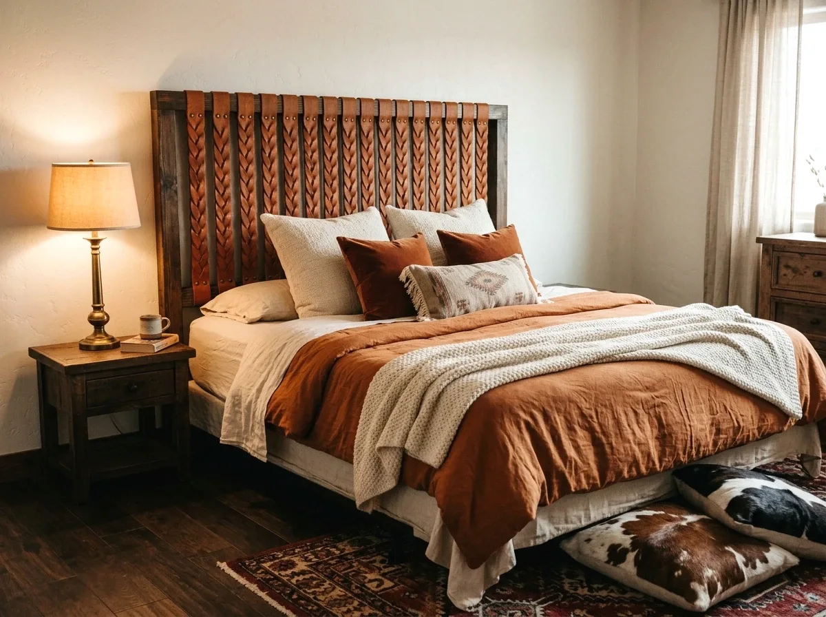 braided leather strap headboard