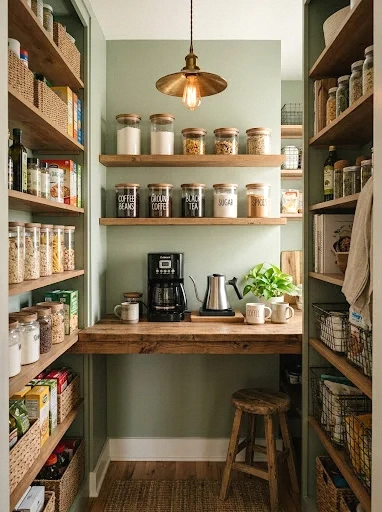 built-in pantry coffee bar