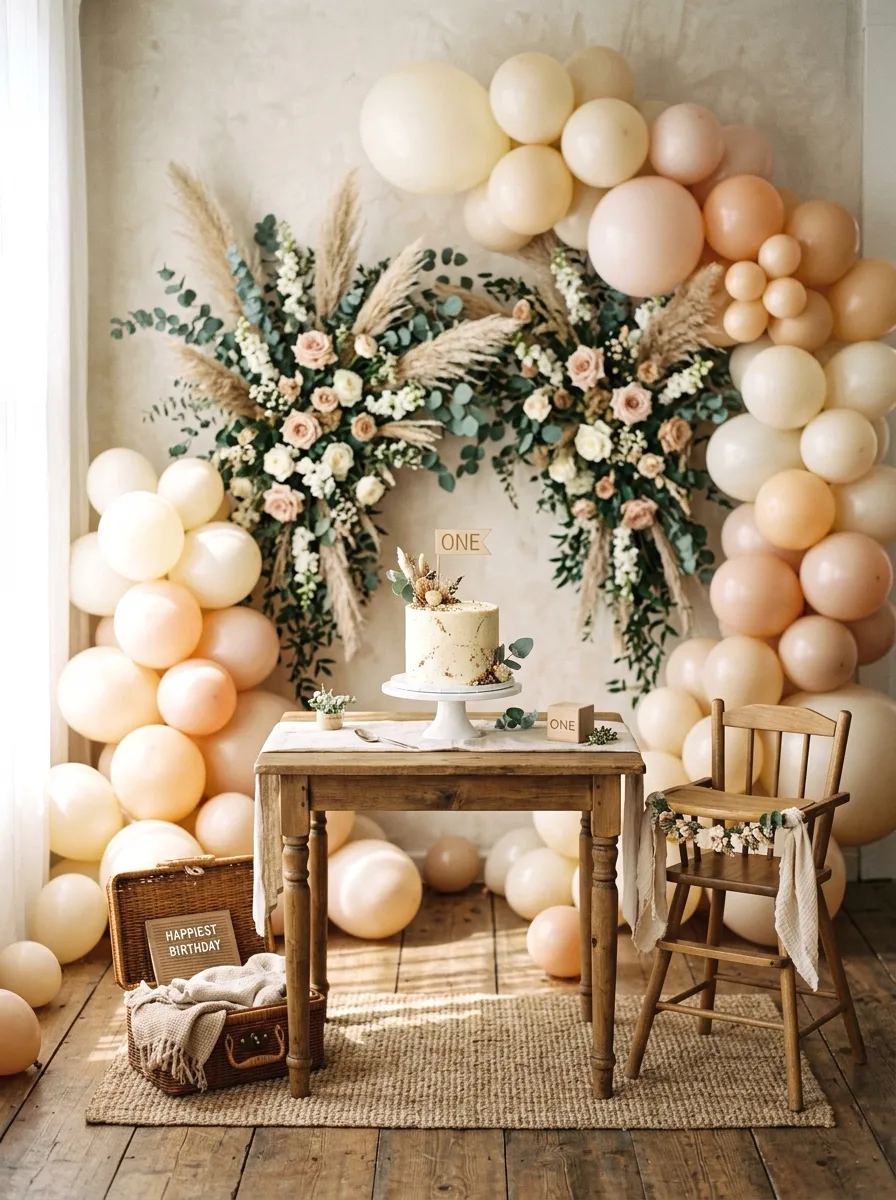 cake smash setup for first birthdays
