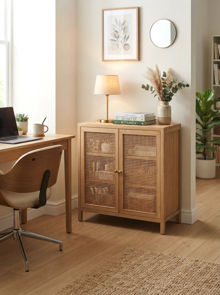 cane cabinet for storage
