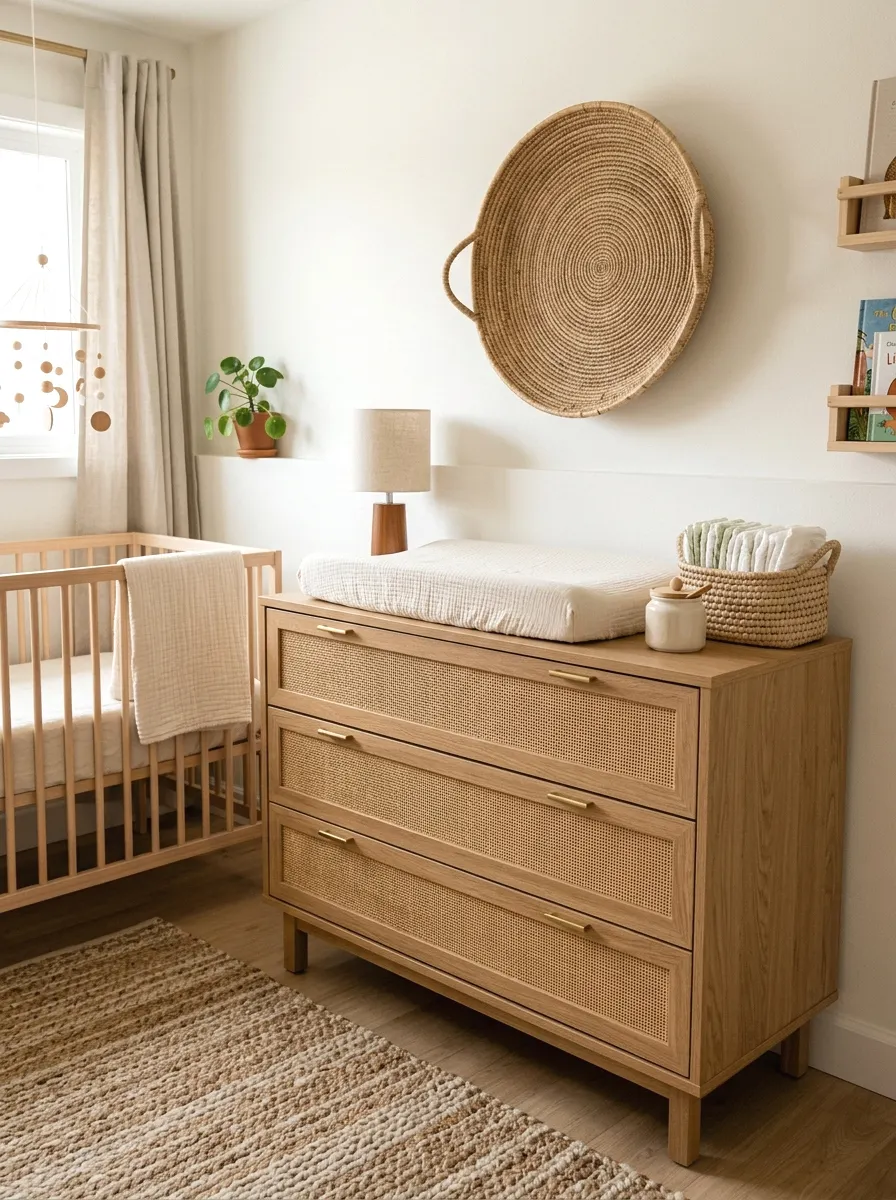 cane front changing table dresser