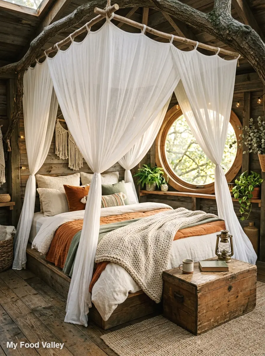 canopy bed loft with sheer curtains