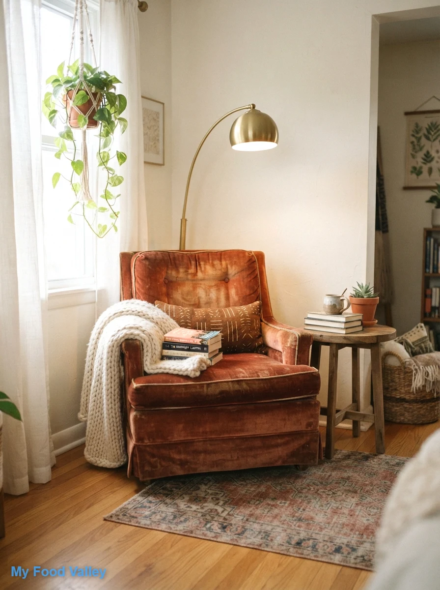 carve out a reading nook with a vintage armchair