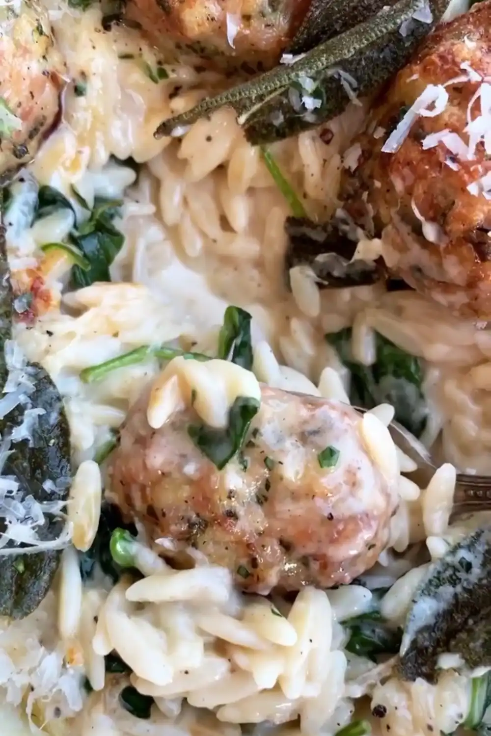 chicken meatballs with creamy parmesan orzo