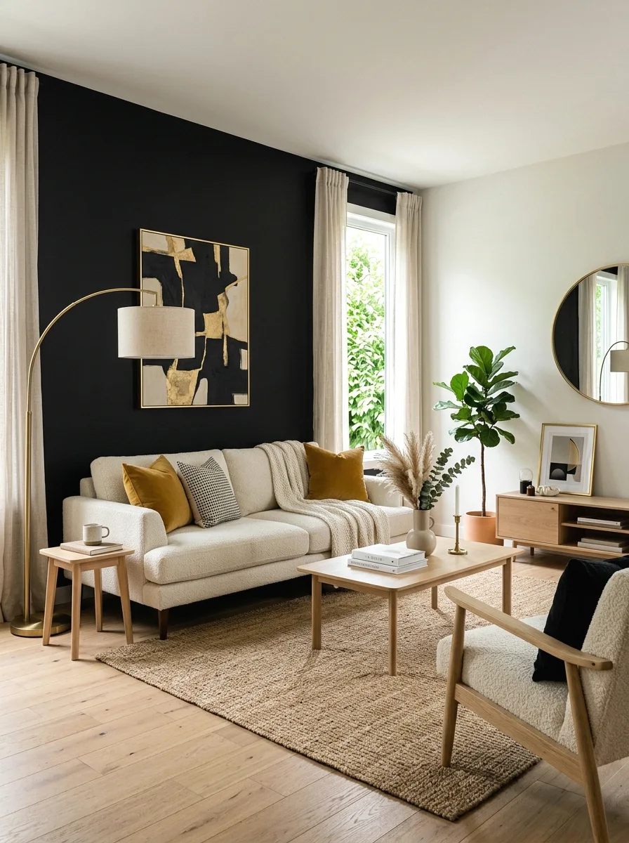classic black accent wall