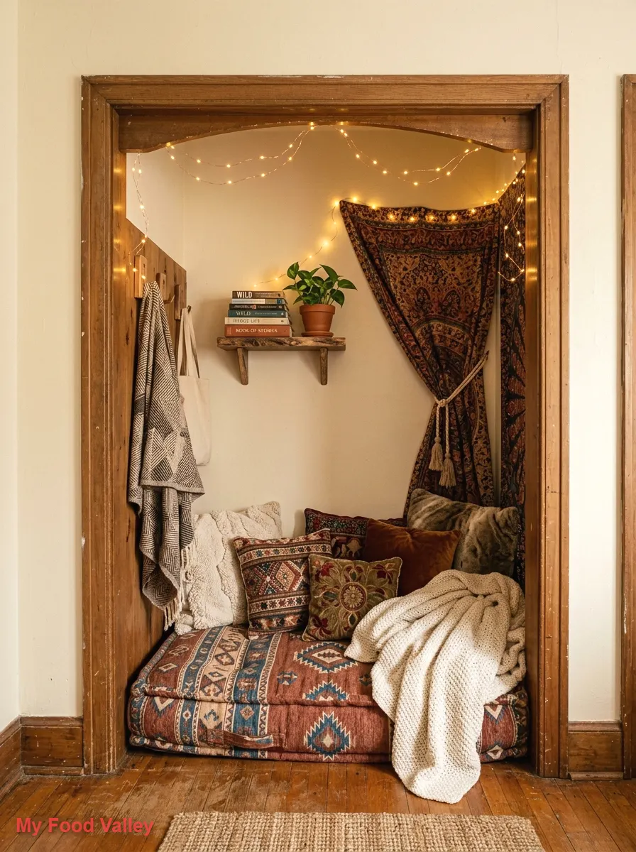 closet turned reading nook