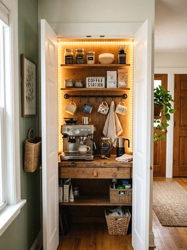 coffee bar in a closet