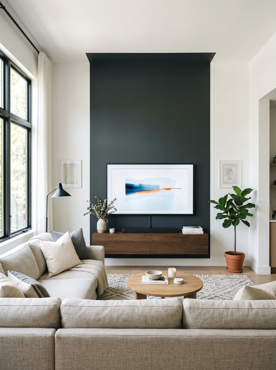 color-blocked accent wall
