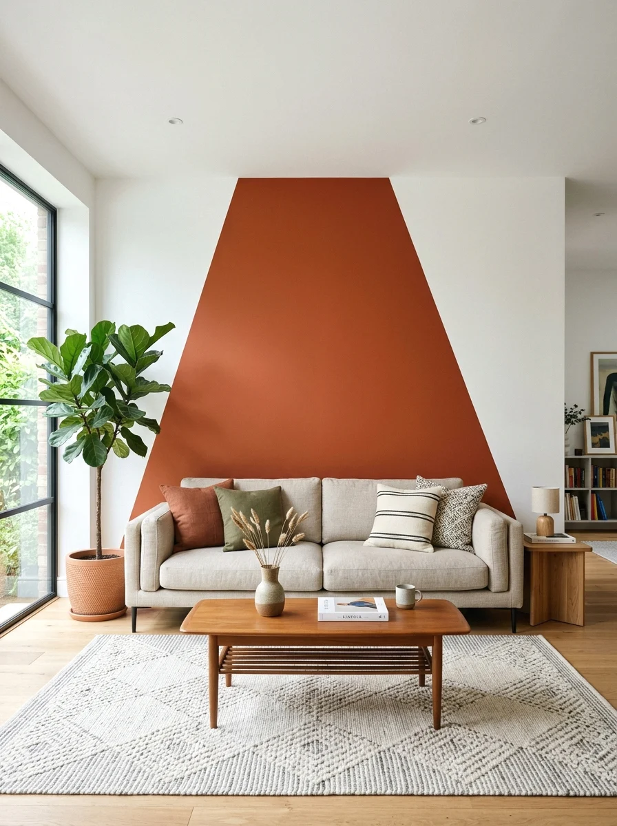 color-blocked accent wall