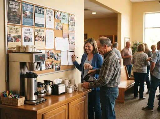 community bulletin board coffee corner