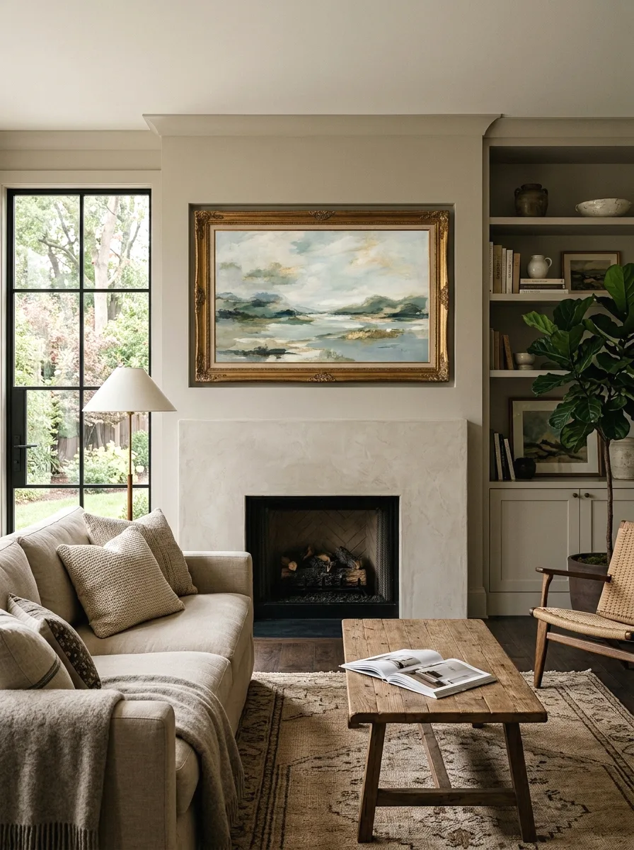 concealed tv behind art or a cabinet