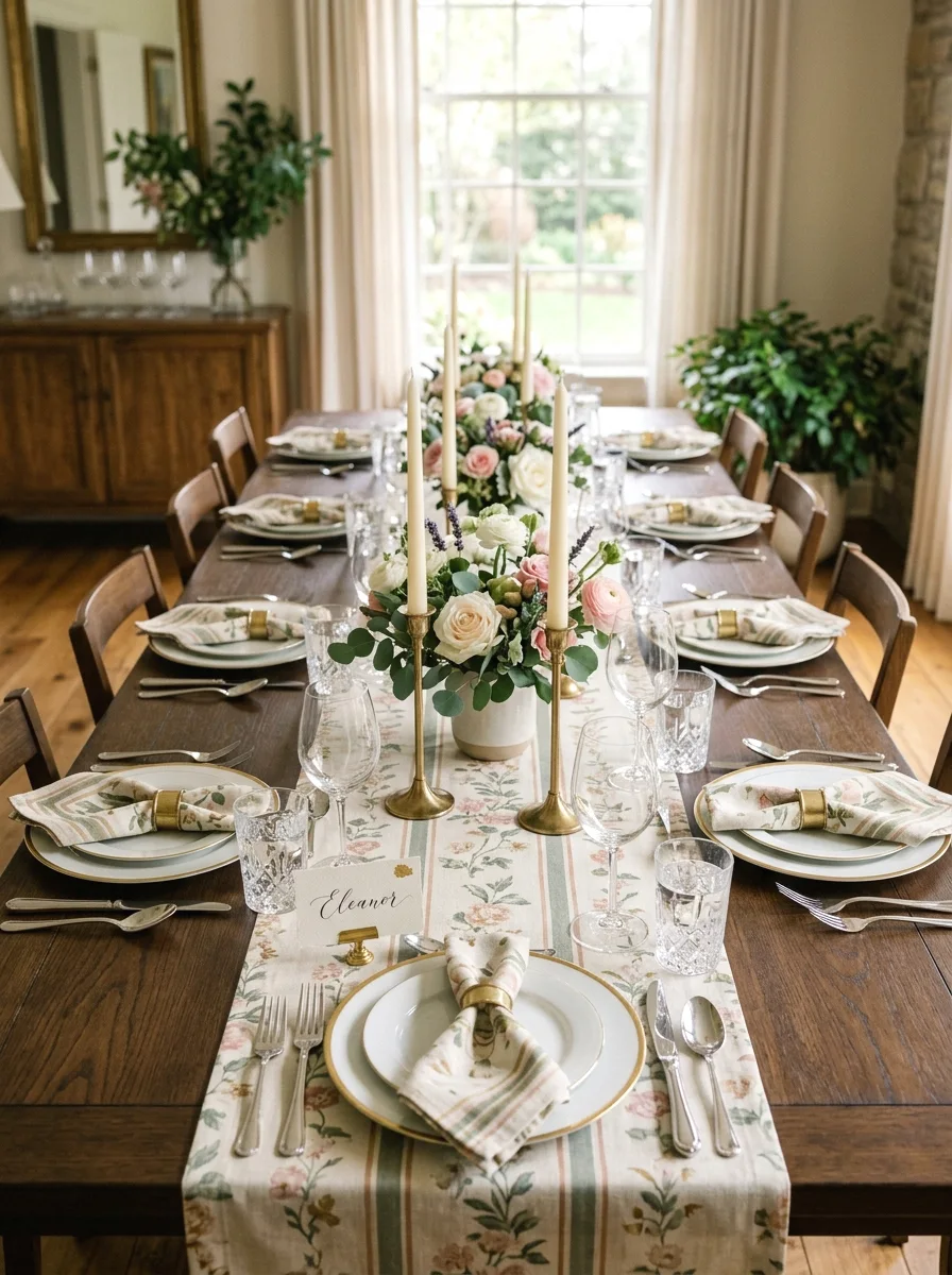 coordinated table runner and place settings