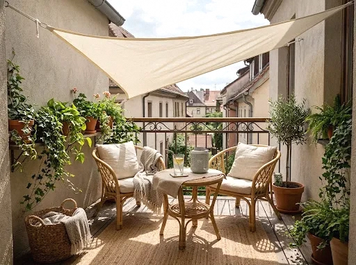 cream shade sail for sun-baked balconies