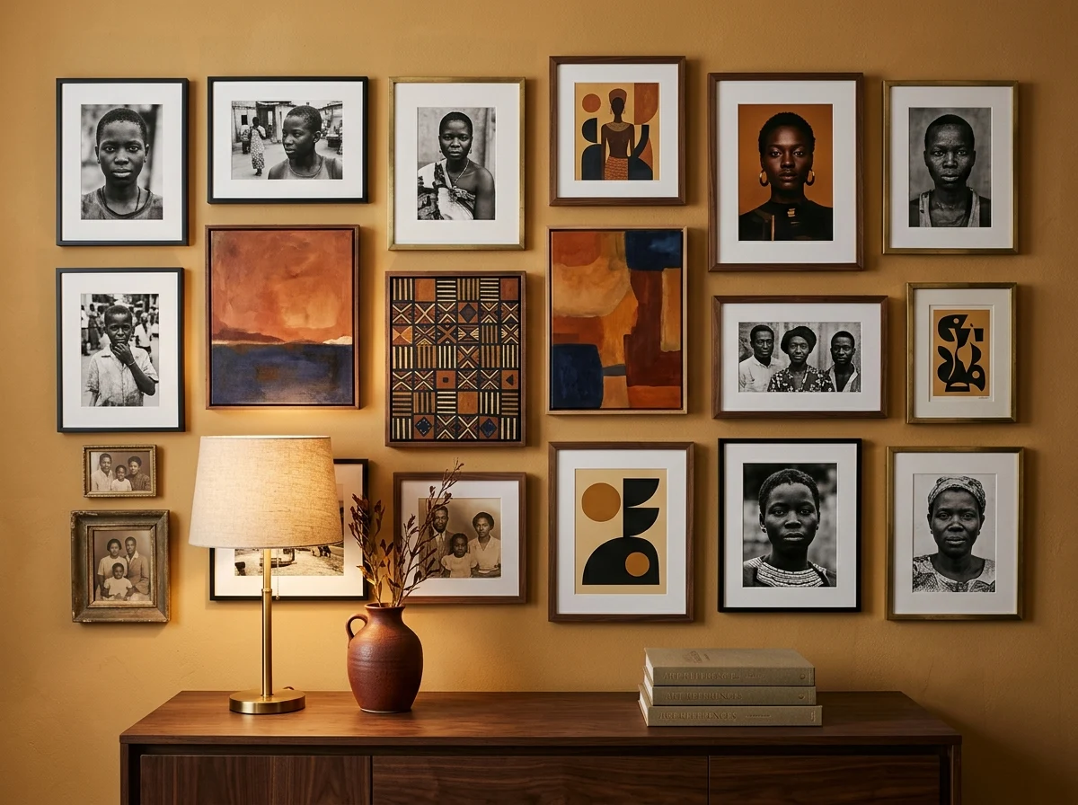 create a gallery wall of african art and photography