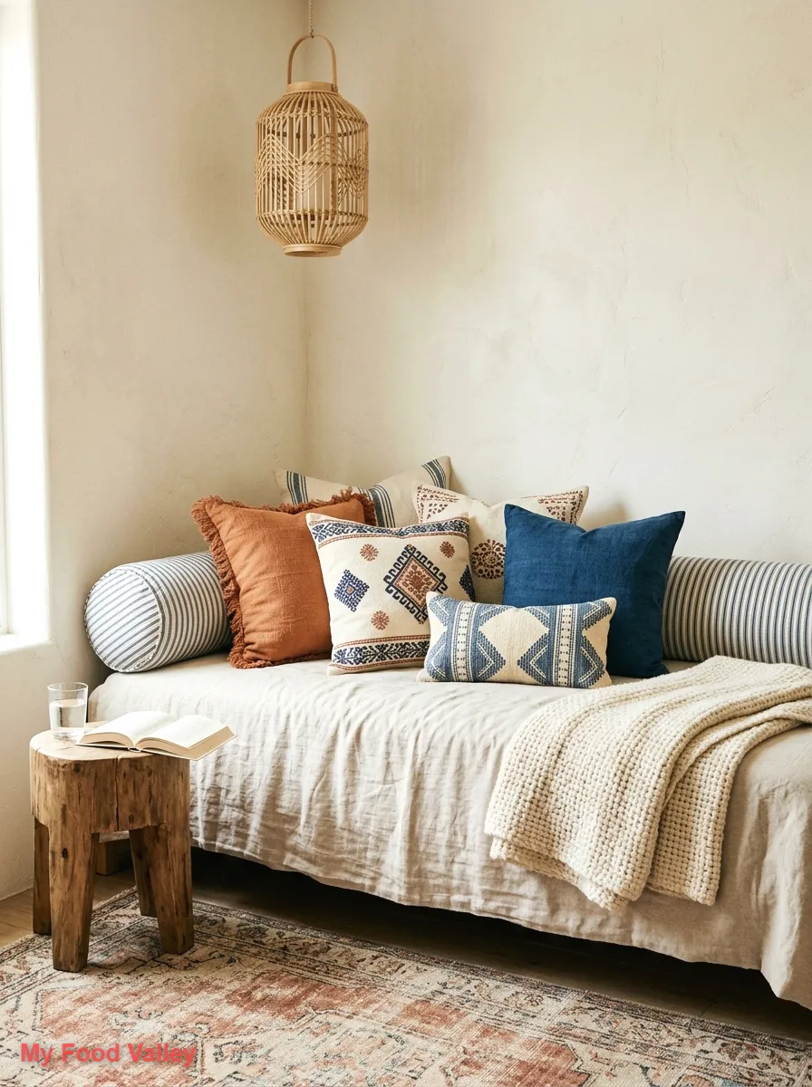 daybed nook with bolsters and pillows