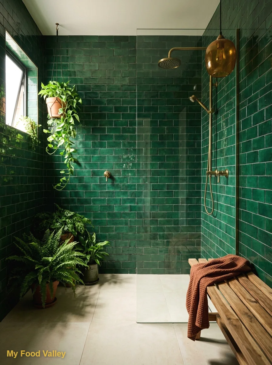 deep emerald green handmade tiles