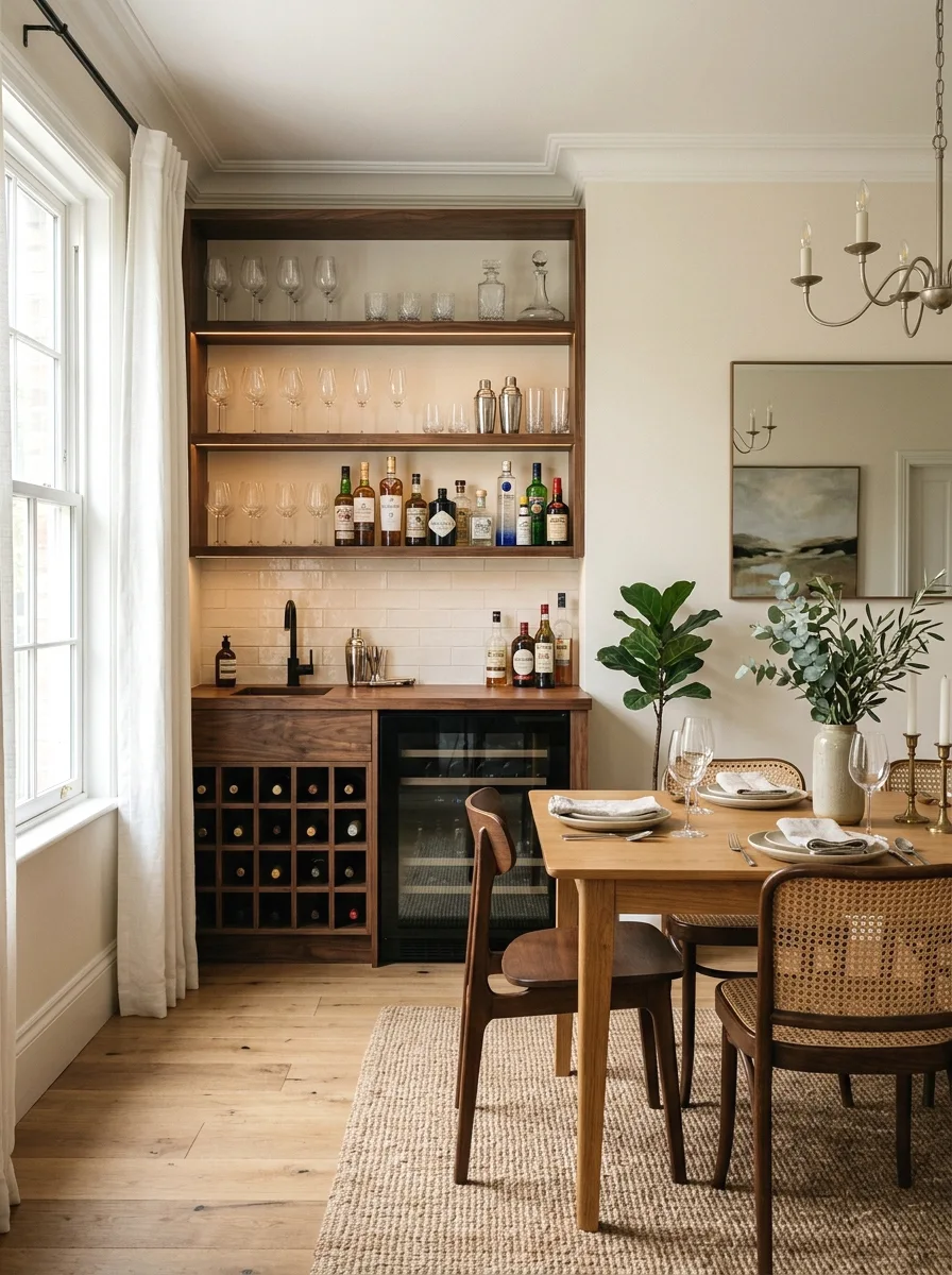 dining room bar and wine storage nook