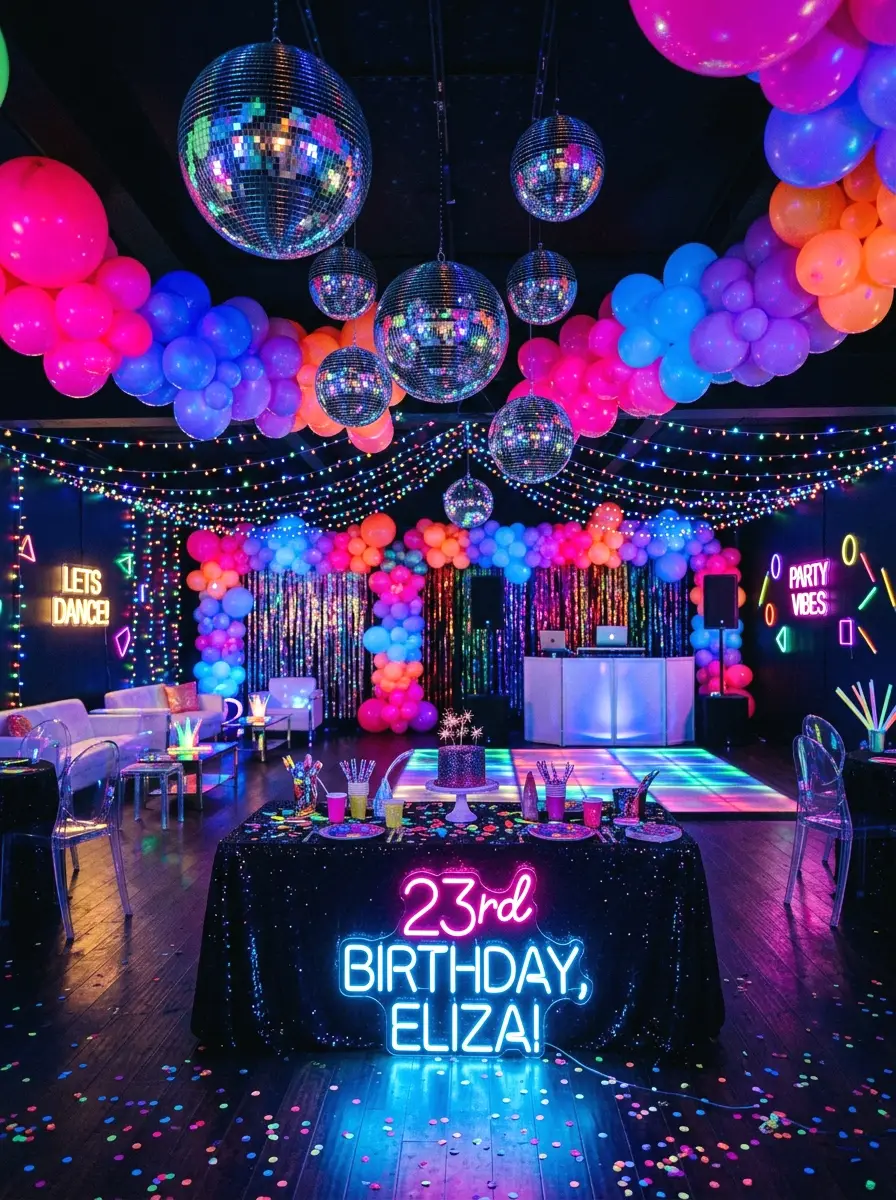 disco and neon party theme