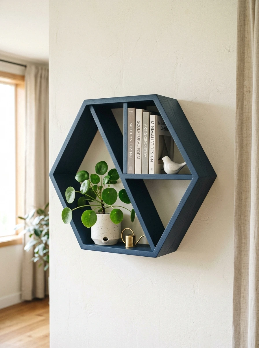 diy geometric wall shelf