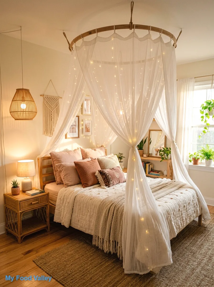 dreamy canopy bed with sheer drapes
