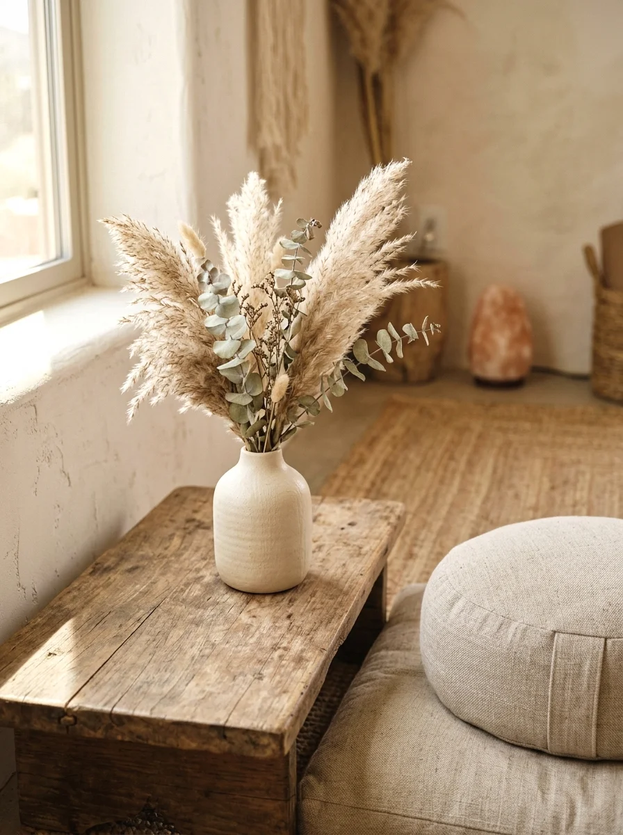 dried florals or pampas grass