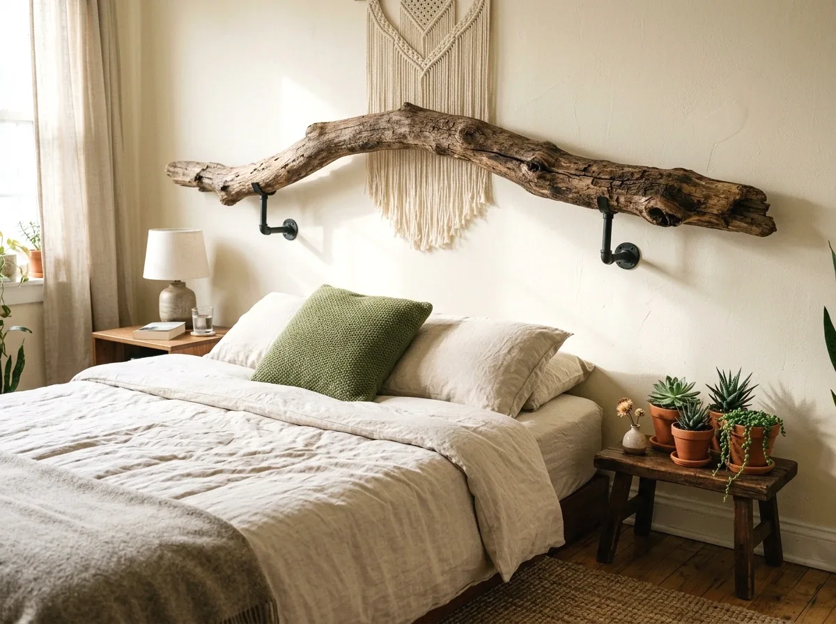 driftwood branch headboard