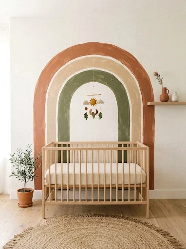 earth-toned arch wall mural