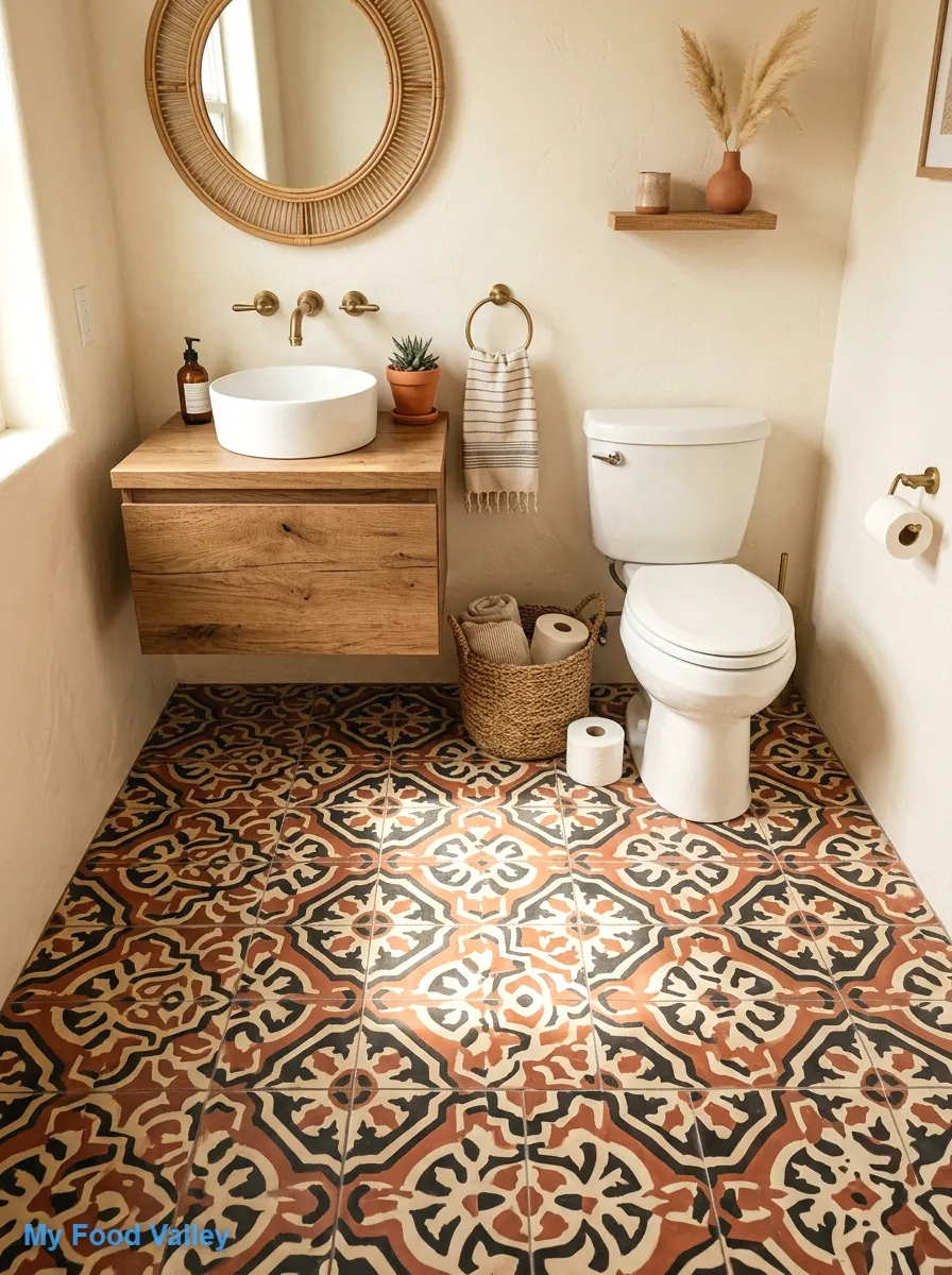 encaustic cement tile floors with bold pattern