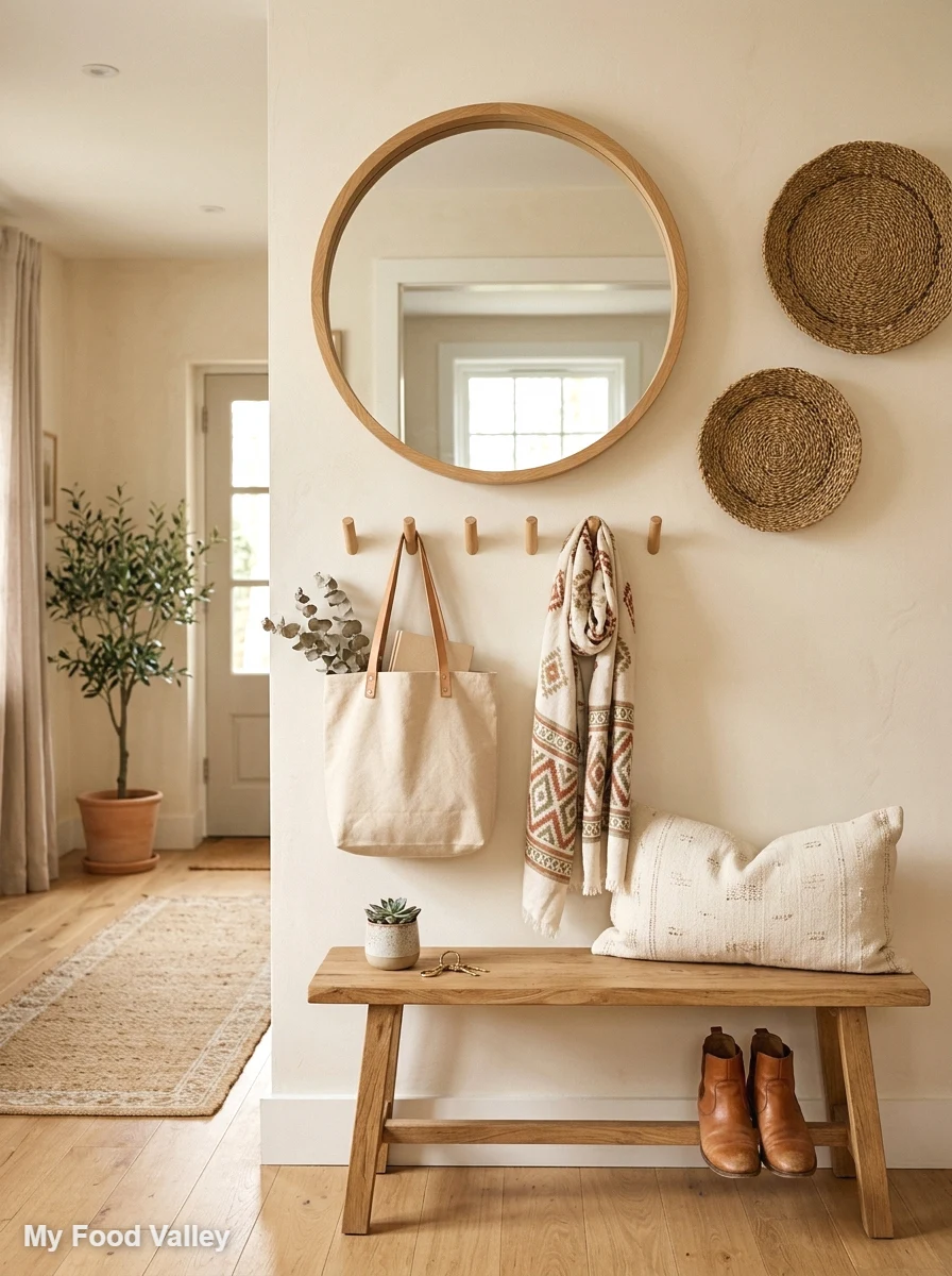 entryway mirror with baskets and hooks
