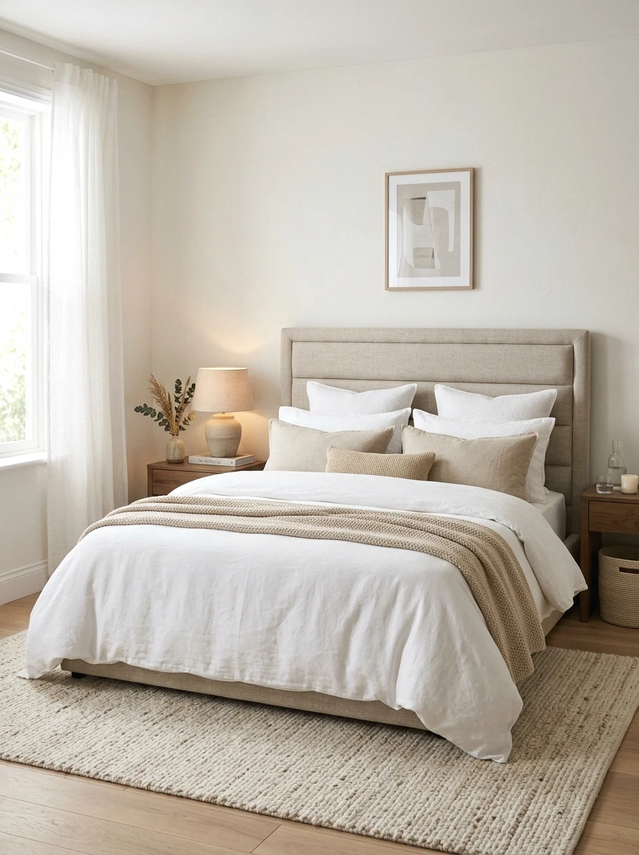 fabric-covered headboard