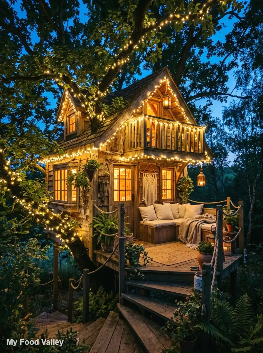 fairy light glow at dusk
