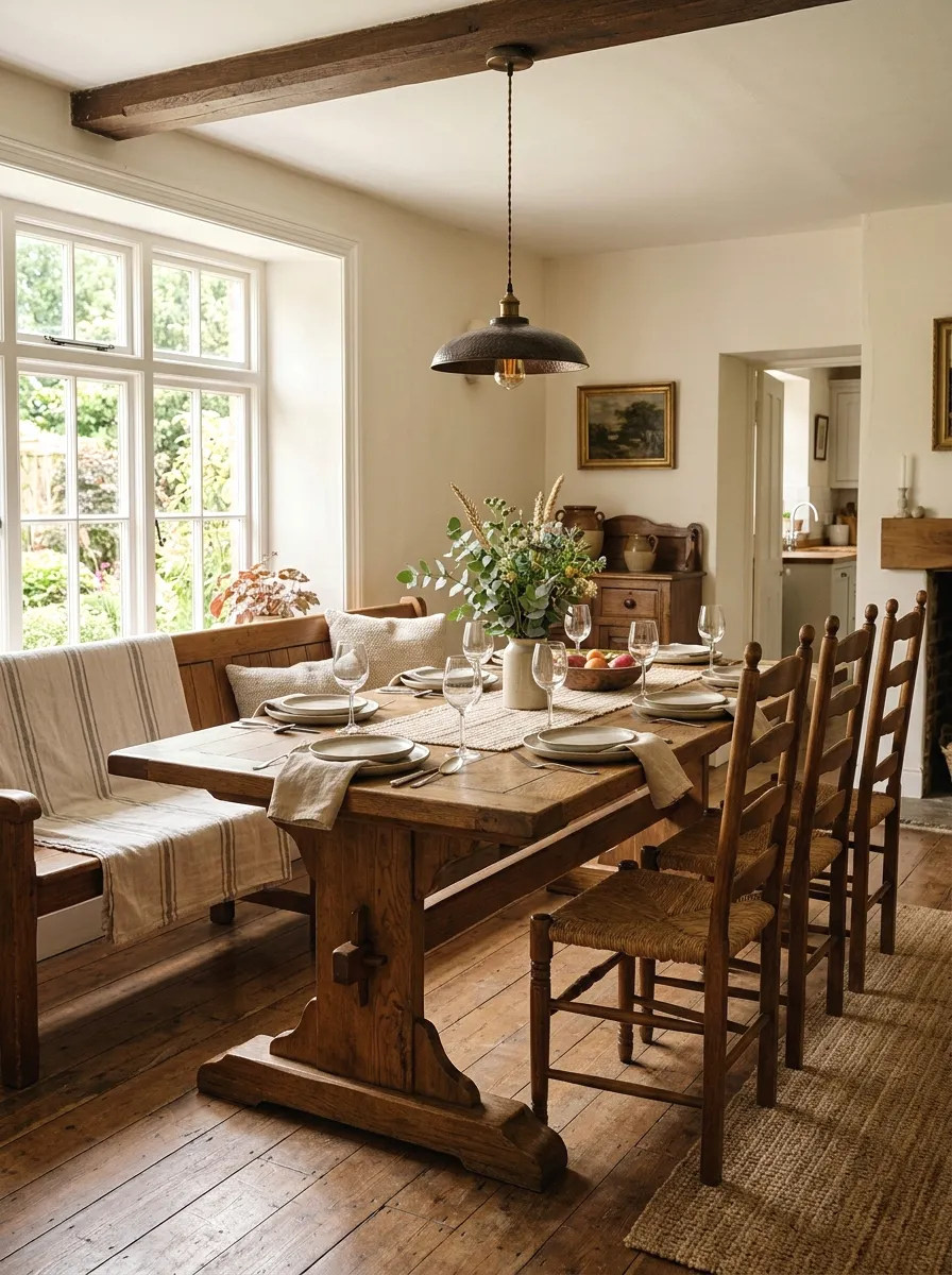 farmhouse dining set with bench seating