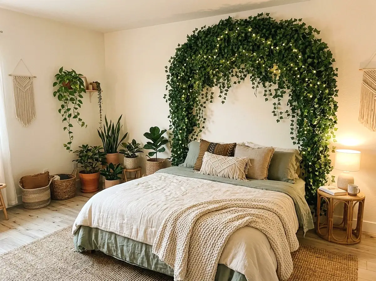 faux trailing ivy headboard