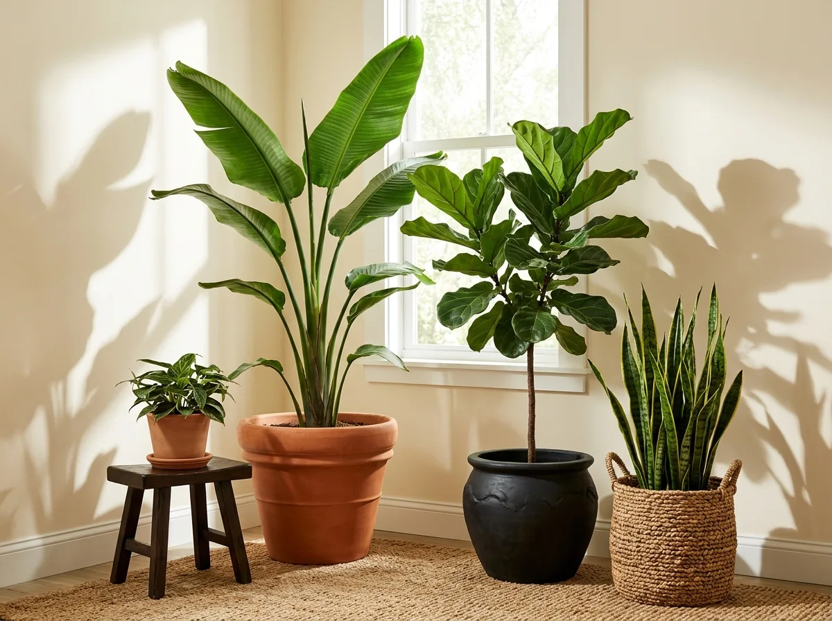 fill corners with statement plants in handmade clay pots