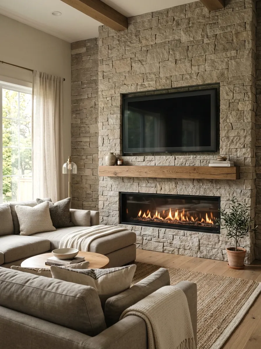 fireplace and tv combination wall