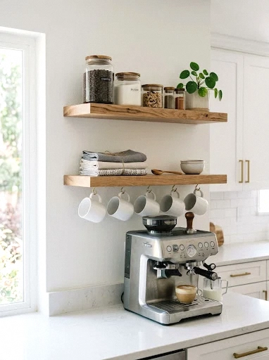 floating shelf coffee station