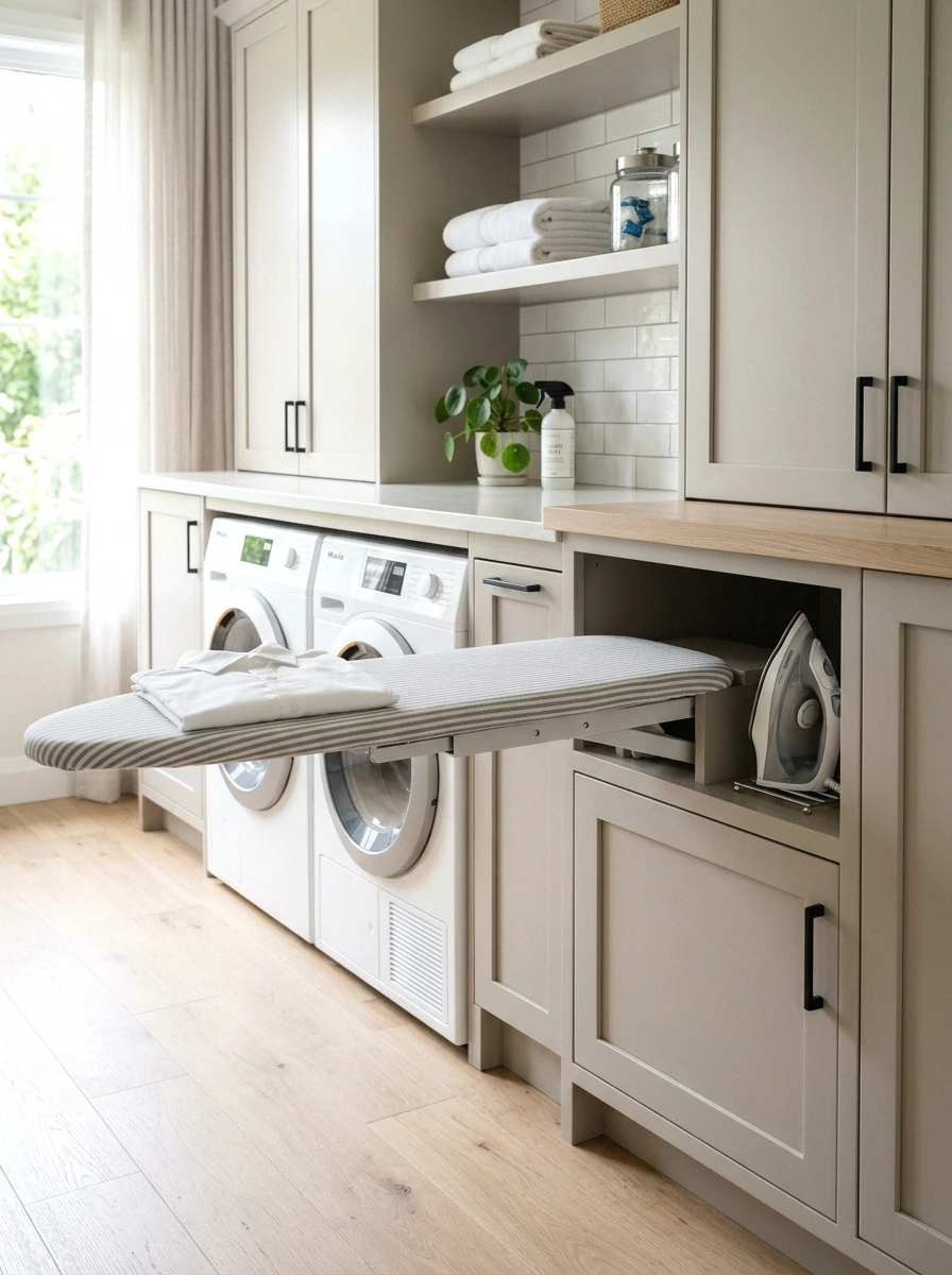 fold-down built-in ironing board