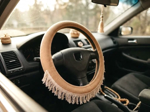 fringe-trim steering wheel cover