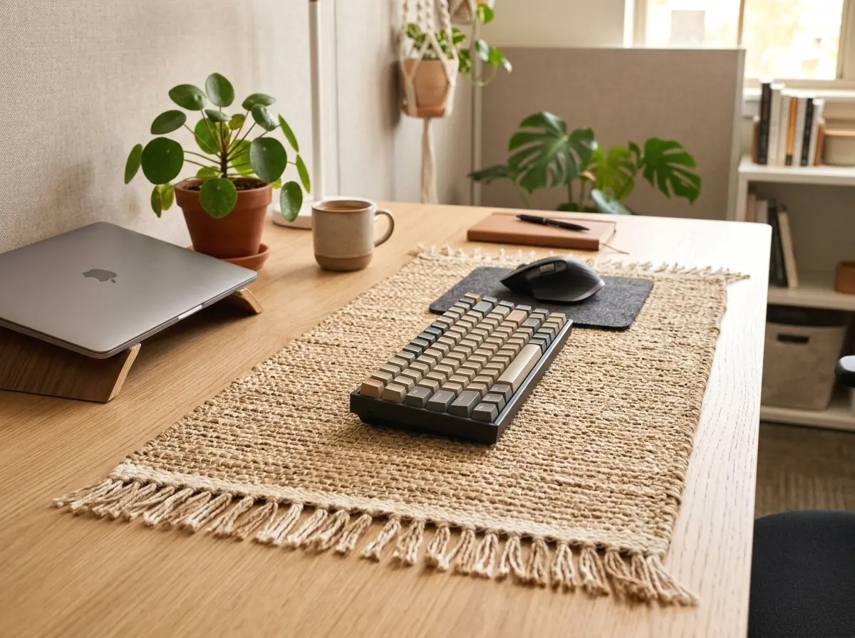 fringed desk mat