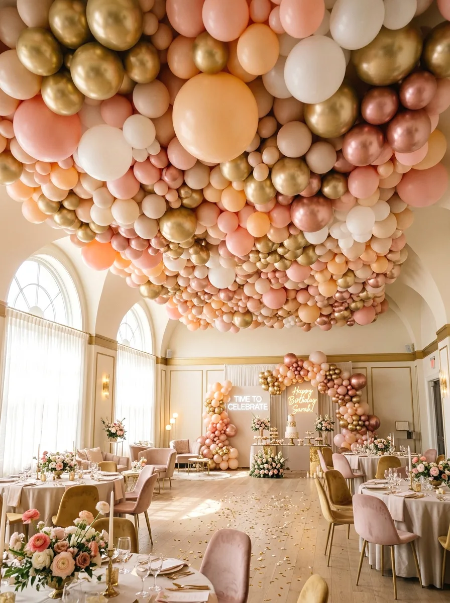 full balloon ceiling installation