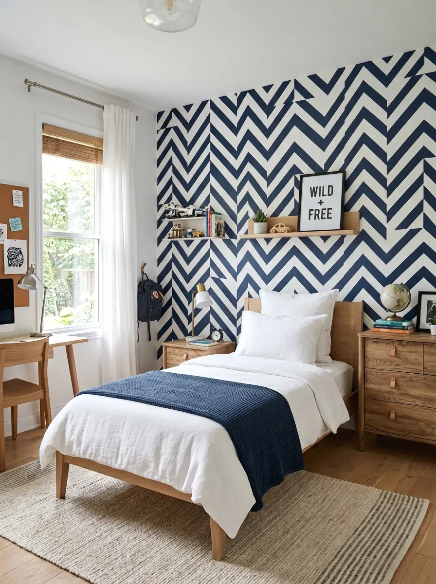 geometric wallpaper accent wall