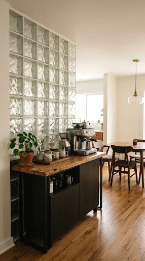 glass brick room divider bar