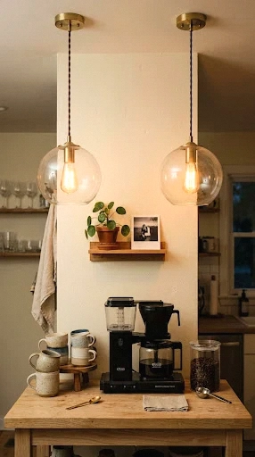 glass pendant light coffee corner