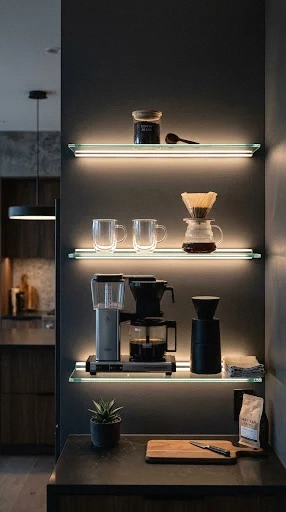 glass shelving with led backlighting