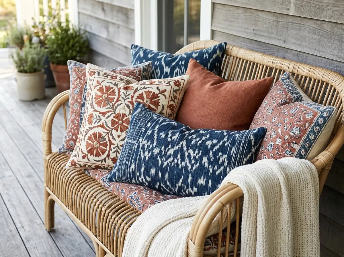 global-inspired textile pillows