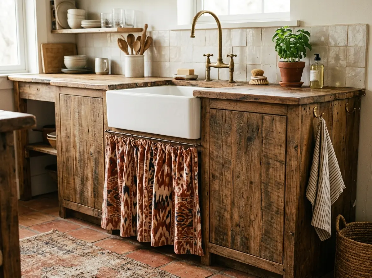 global textile curtain under the sink