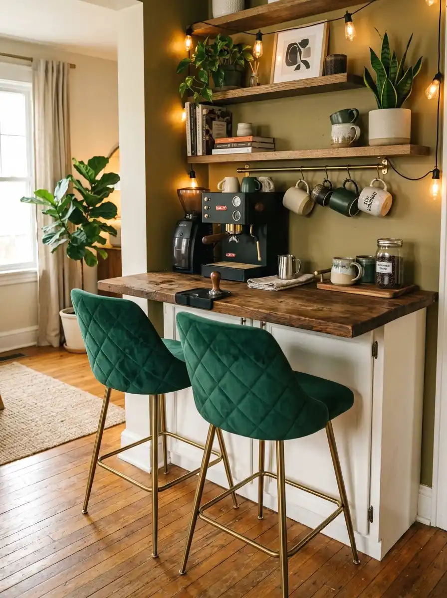 green velvet bar stools